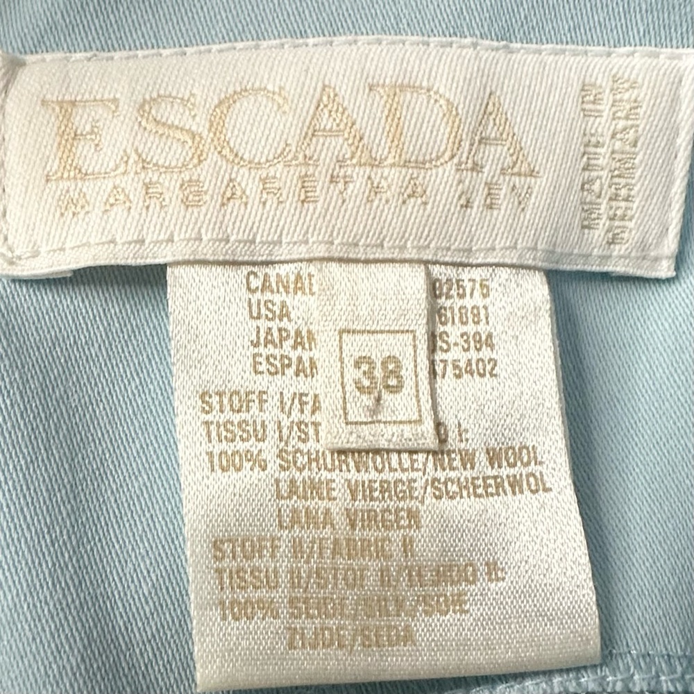 ESCADA Dress 38 (US 10) Powder Blue Embroidered Vintage Midi - Picture 9 of 10